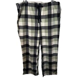 Sonoma Pants Men’s Sz XXL Green Plaid Fleece Sleepwear Pockets Soft Drawstrings